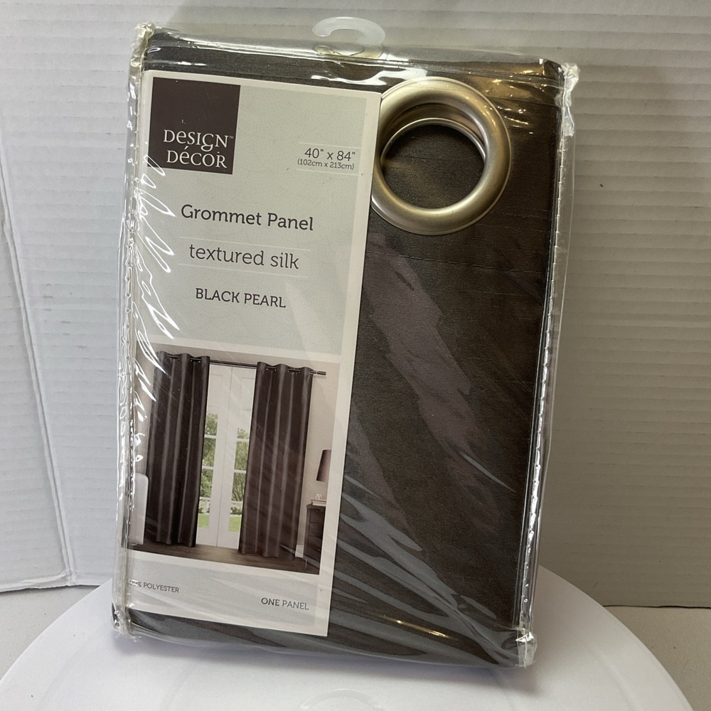 Design Decor - One Grommet Panel Black Pearl Textured Silk - 40 x 84 x in